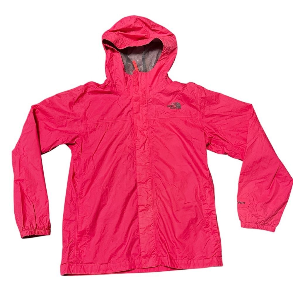 The North Face Girls XL 18 Pink Hooded Rain Jacket Lightweight Waterproof